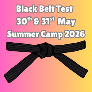 Black Belt Test Sunday 30th & 31st May on Summer Camp