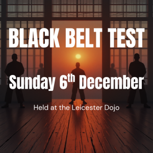 Black belt test and technical seminar: 1pm - 4pm Sunday 6th December 2026